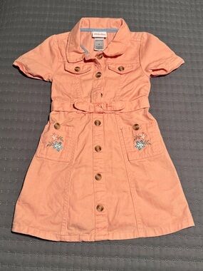 Little Lass Orange Floral Embroidered Dress Size 4